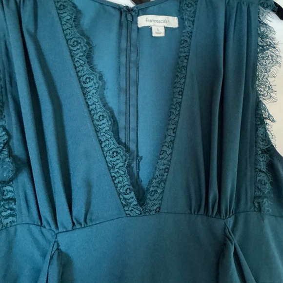 Francesca’s women’s holiday teal jumper size Large - Picture 2 of 8